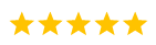 five star review graphic of five gold stars