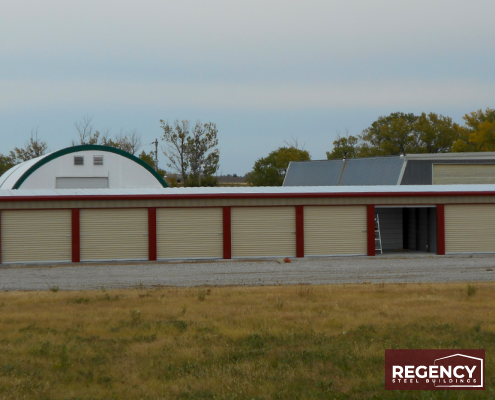 Mini storage buildings in Kansas with metal siding and roll-up doors Mini storage buildings in Kansas with metal siding and roll-up doors