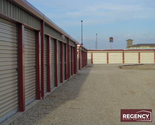 Self-storage buildings in Kansas featuring metal exteriors and multiple units Self-storage buildings in Kansas featuring metal exteriors and multiple units
