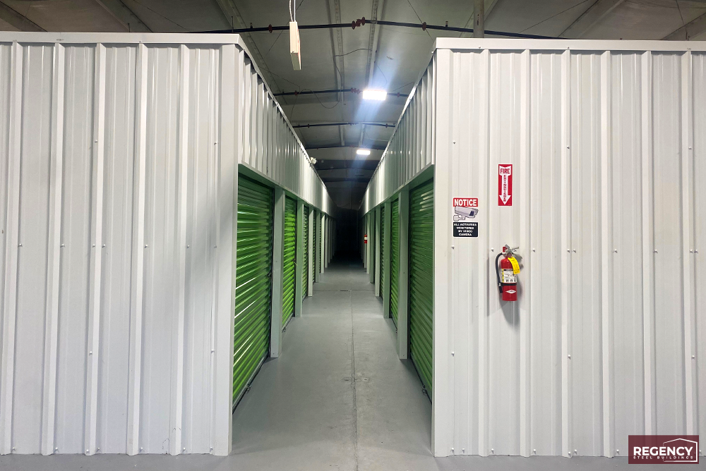 climate-controlled-storage climate controlled storage interior with green doors
