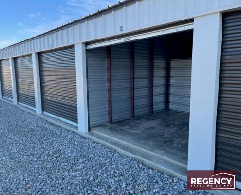 pair of steel mini storage buildings in Alger, Ohio these buildings cater to residential and commercial storage needs. With Light Stone-colored walls and Bronze trim, the facility has an attractive appearance. The buildings feature customizations like gutters, downspouts, and DripX condensation control to ensure durability and protection against water damage. This self-storage facility will provide (86) much-needed storage units, meeting the increasing demand fueled by rising housing costs and remote work trends.