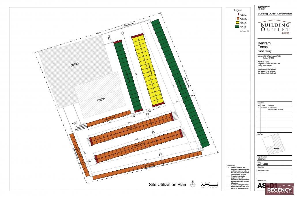 Bertram TX_3 +- Acres a sample plan of a mini storage complex