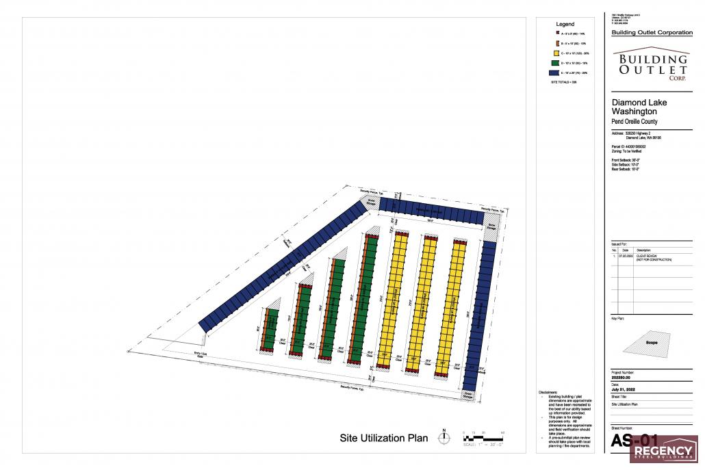 Diamond Lake WA_2 +- Acres mini storage site plan example of a unique layout