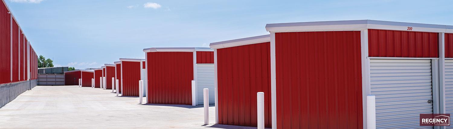 red and white RV and boat storage